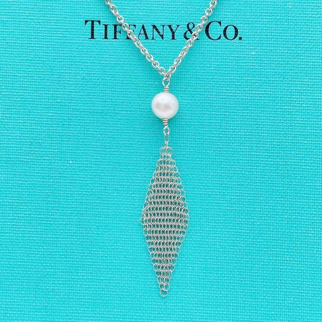 Tiffany & Co.(ティファニー)の【極美品】Tiffany & Co. ネックレス　メッシュ　パール　SV925 レディースのアクセサリー(ネックレス)の商品写真