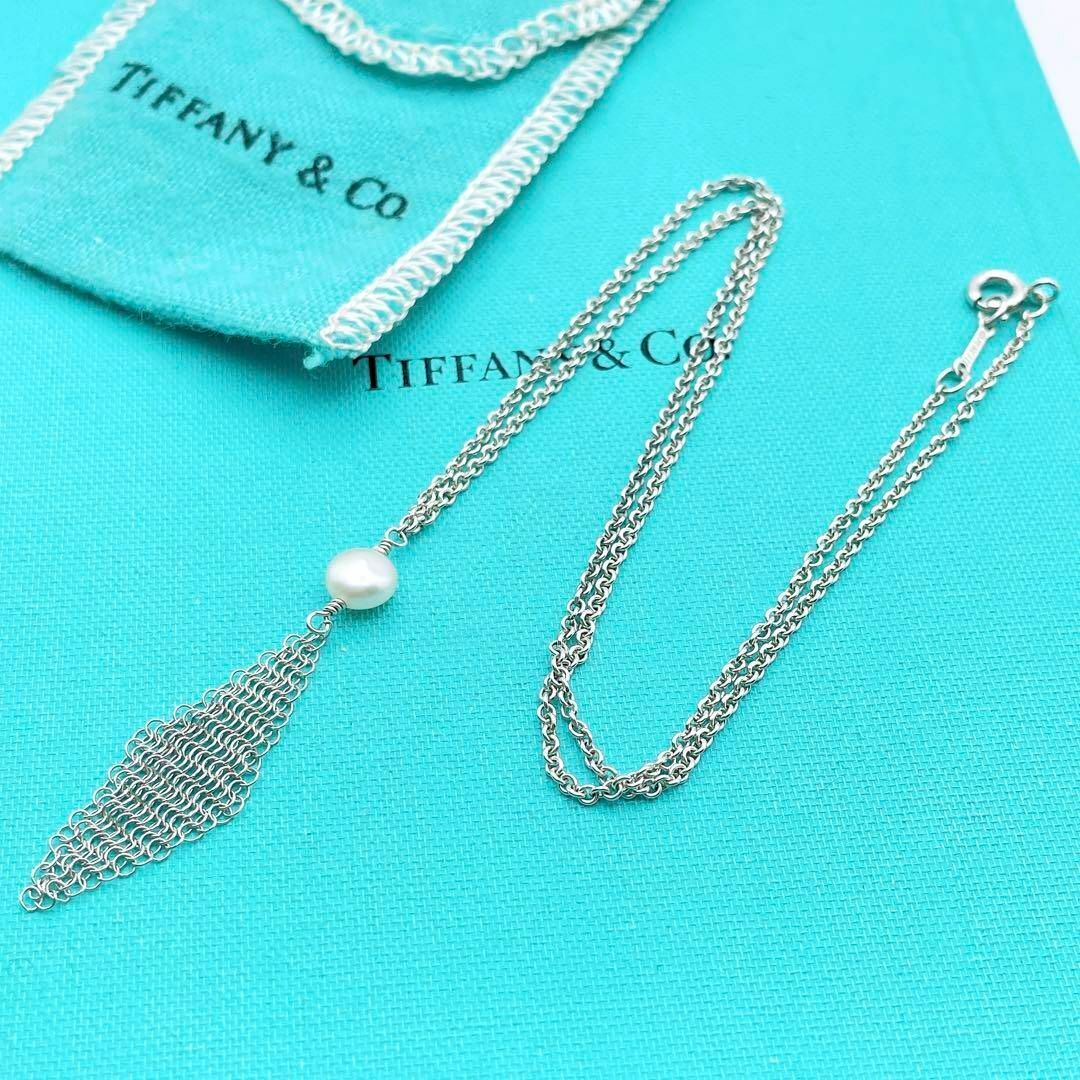 Tiffany & Co.(ティファニー)の【極美品】Tiffany & Co. ネックレス　メッシュ　パール　SV925 レディースのアクセサリー(ネックレス)の商品写真