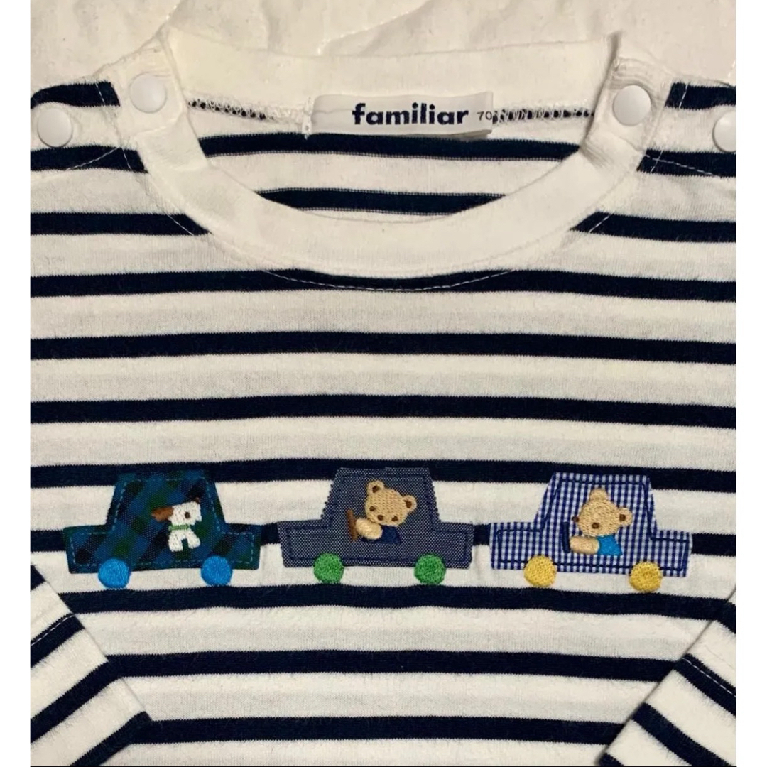 familiar(ファミリア)の【familiar】 ファミリア 長袖Tシャツ トップス　ボーダー  70cm キッズ/ベビー/マタニティのベビー服(~85cm)(Ｔシャツ)の商品写真