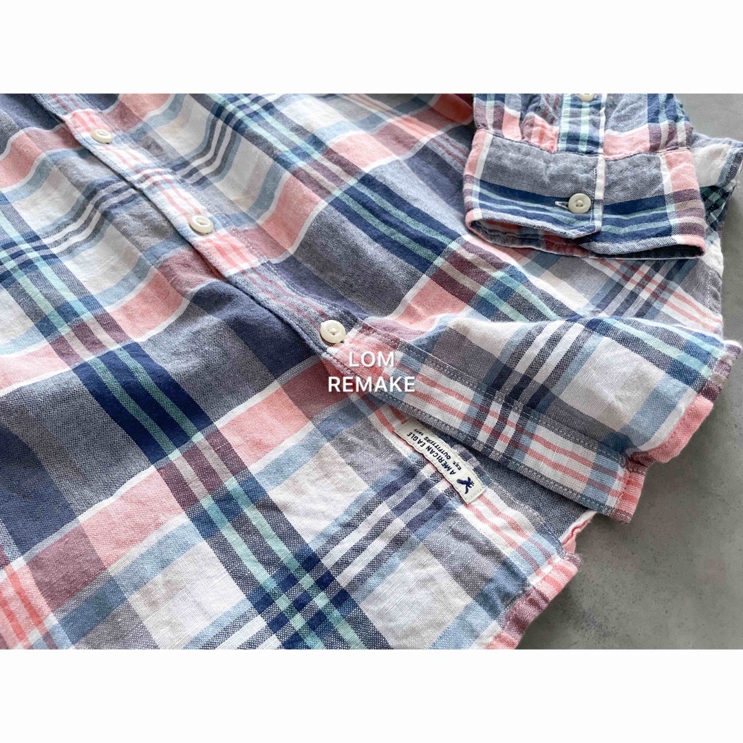 "remake" 曲線 1.04 pink plaid shirt. 長袖 メンズのトップス(シャツ)の商品写真