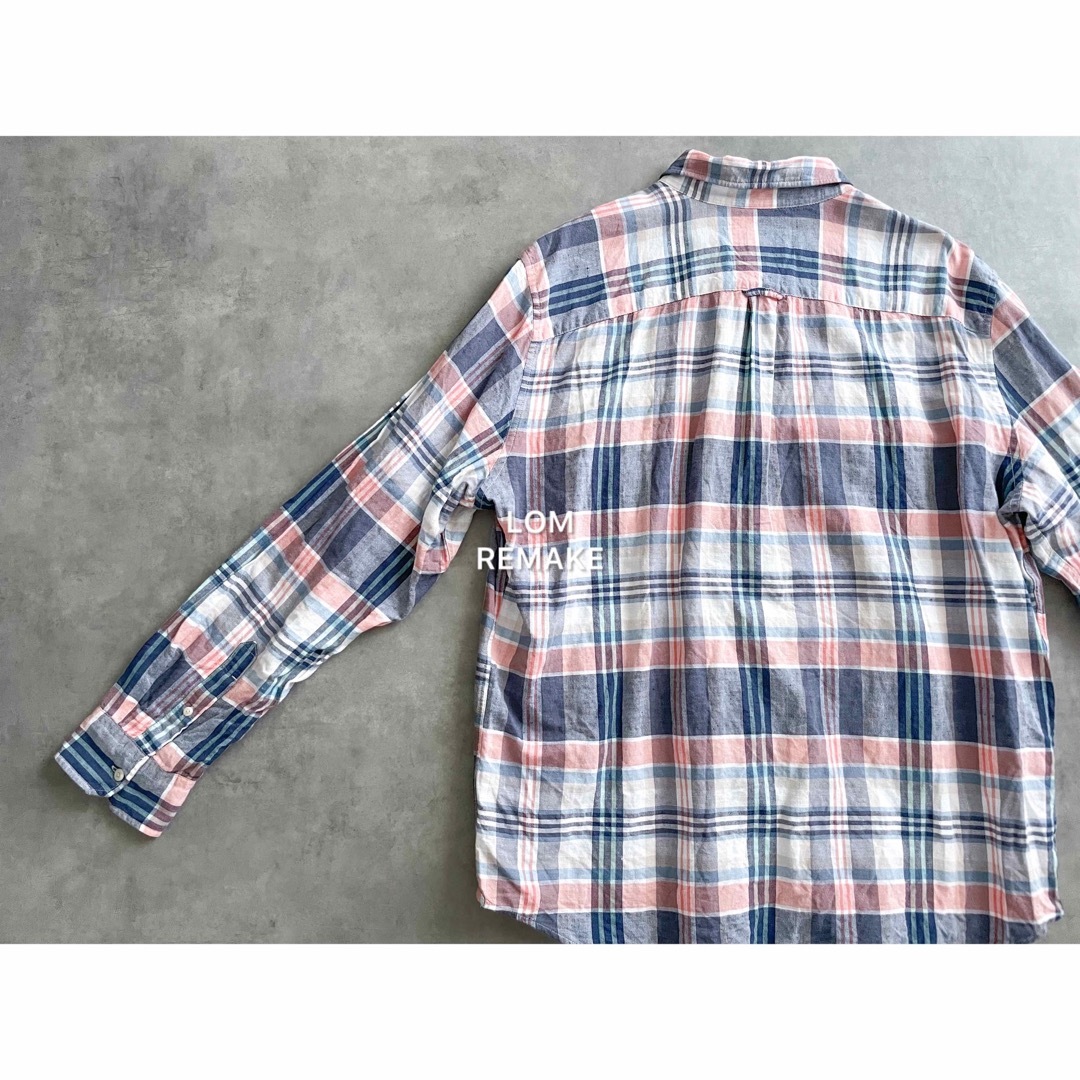 "remake" 曲線 1.04 pink plaid shirt. 長袖 メンズのトップス(シャツ)の商品写真