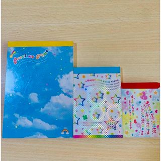 カミオジャパン - 平成レトロ カミオジャパン 虹 星 ハート 【模様①】メモ帳 3冊セット♪