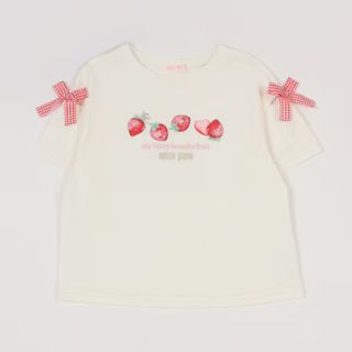 メゾピアノ(mezzo piano)のメゾピアノ新品タグ付きイチゴアップリケ半袖Ｔシャツ130(Tシャツ/カットソー)