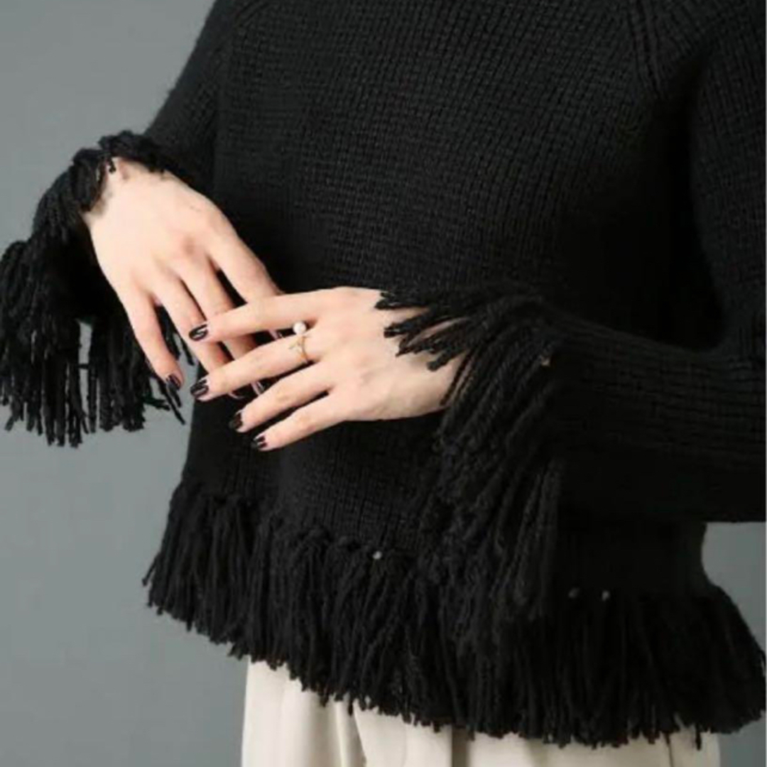 L’Or Cropped Fringe Knit gray レディースのトップス(ニット/セーター)の商品写真