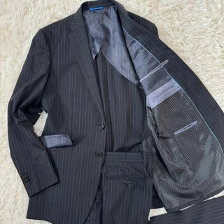 ランバンオンブルー(LANVIN en Bleu)の398 ランバン セットアップ スーツ XL相当 ストライプ  ブラック(セットアップ)