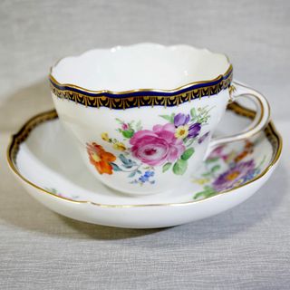 マイセン(MEISSEN)の【美品 送料込み】マイセン Ａカンテ ５つ花 カップ＆ソーサー コバルト 金彩(食器)