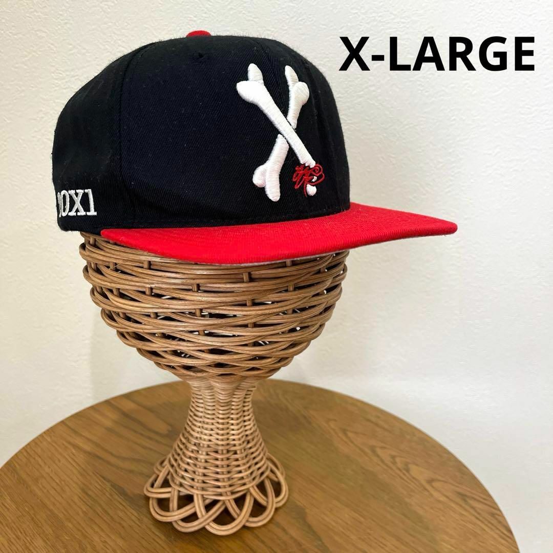 XLARGE(エクストララージ)のエクストララージ X-LARGE スターター キャップ メンズ ブラック レッド メンズの帽子(キャップ)の商品写真