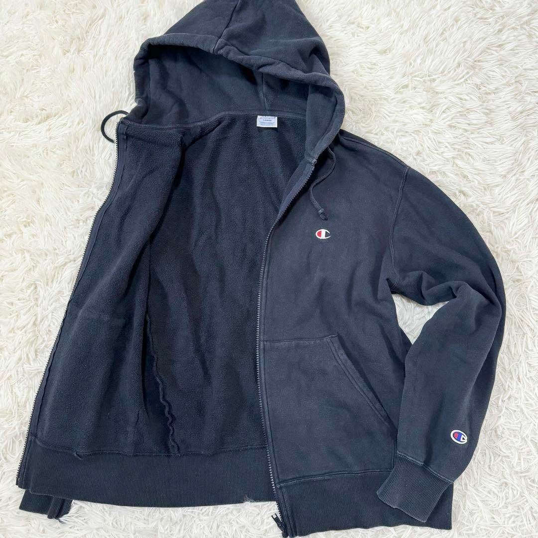 Champion(チャンピオン)の394 Champion チャンピオン ジップアップ パーカー L  ブラック メンズのトップス(パーカー)の商品写真