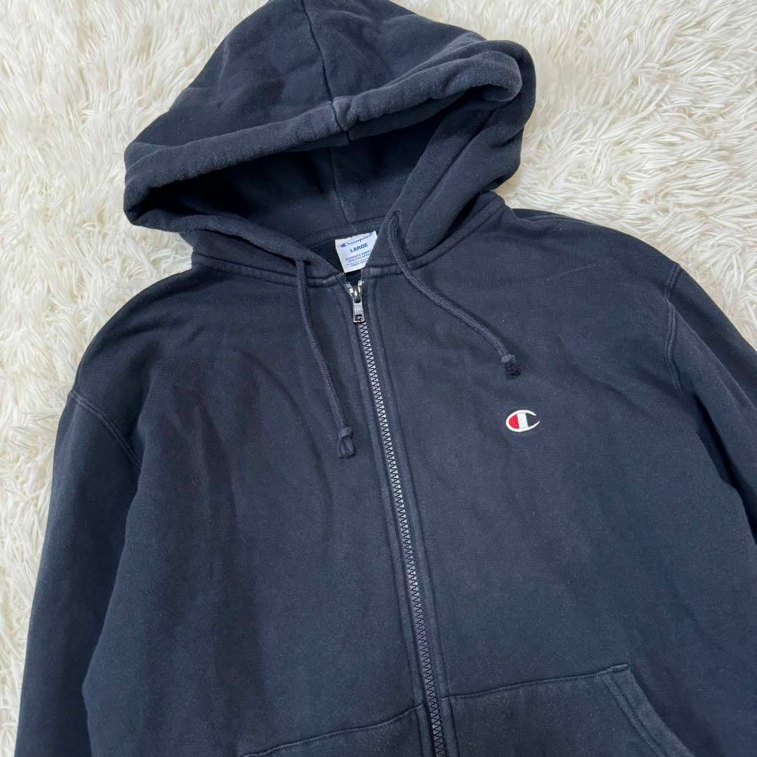 Champion(チャンピオン)の394 Champion チャンピオン ジップアップ パーカー L  ブラック メンズのトップス(パーカー)の商品写真