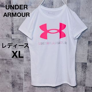 アンダーアーマー(UNDER ARMOUR)のアンダーアーマーTシャツ　センターロゴ　レディース　XL ホワイト(Tシャツ(半袖/袖なし))