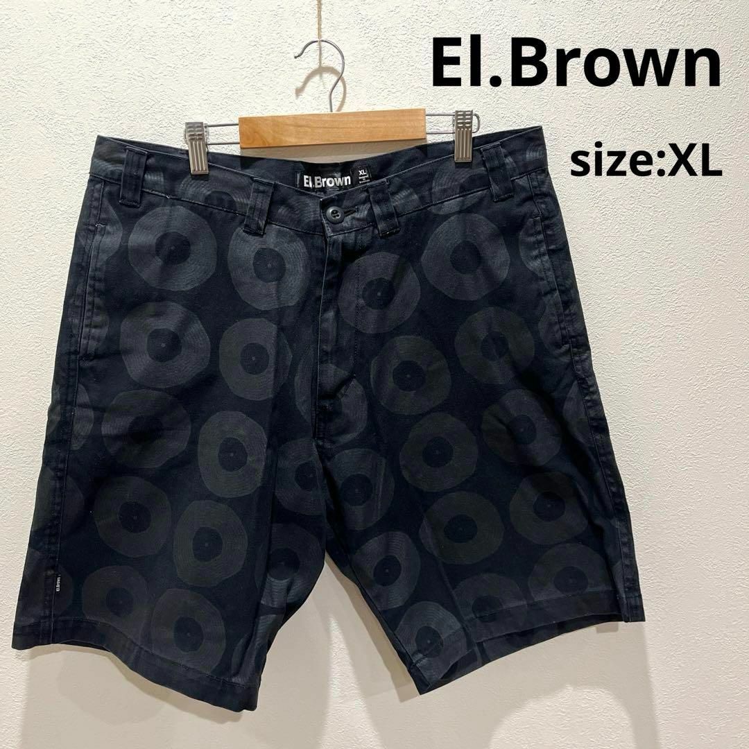 EL.Brown(エルブラウン)のエルブラウン EL.BROWN ハーフパンツ ショーツ 総柄 ブラック メンズ メンズのパンツ(ショートパンツ)の商品写真