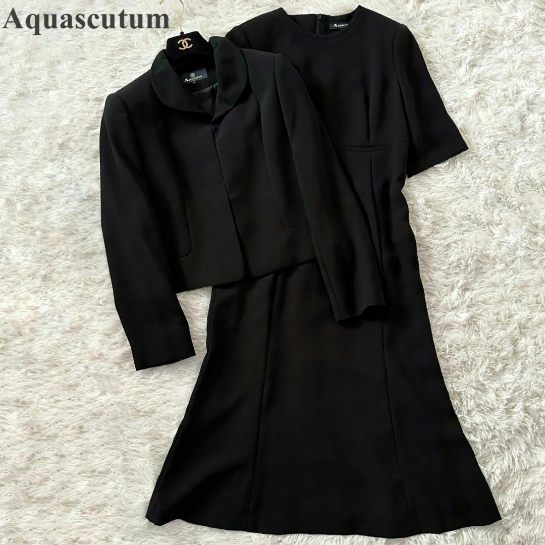 AQUA SCUTUM(アクアスキュータム)のAquascutum ブラックフォーマル ワンピース 9号 レディースのフォーマル/ドレス(礼服/喪服)の商品写真