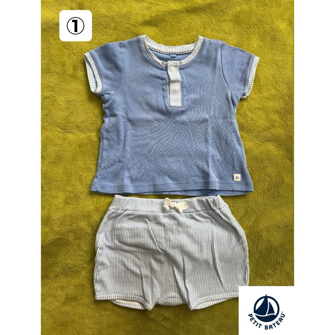 PETIT BATEAU(プチバトー)の【まとめ売り】プチバトー　セットアップ2点　74cm/67cm キッズ/ベビー/マタニティのベビー服(~85cm)(Ｔシャツ)の商品写真