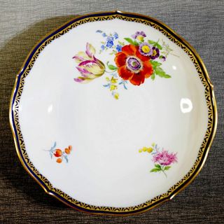 マイセン(MEISSEN)の【美品 送料込み】マイセン Ａカンテ ５つ花 ソーサー プレート コバルト 金彩(食器)