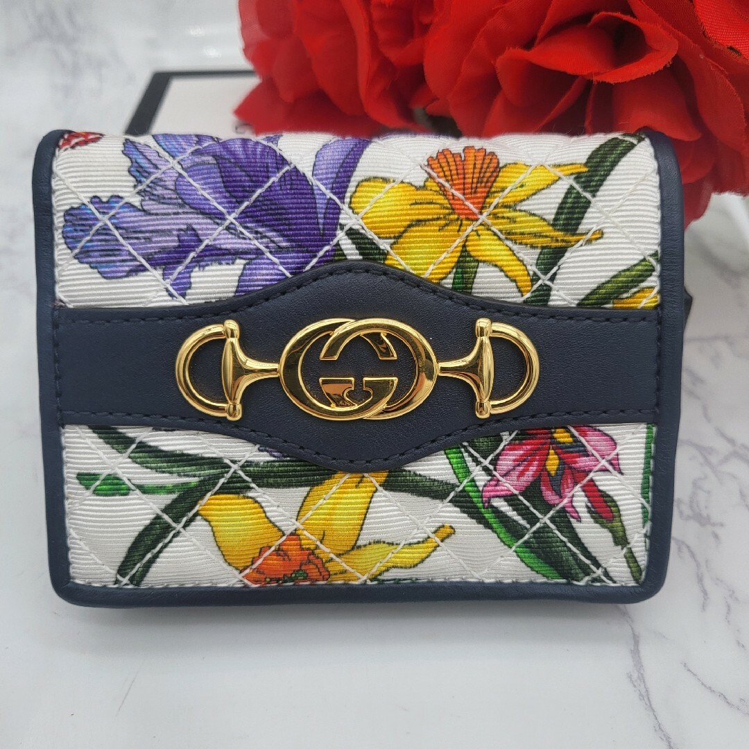 Gucci(グッチ)の【希少】 GUCCI グッチ ズゥミ フローラ 2つ折り財布 財布 花 レディースのファッション小物(財布)の商品写真