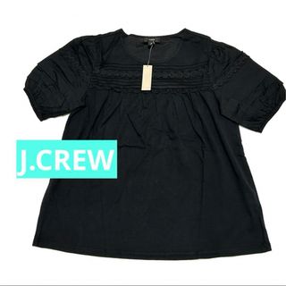 ジェイクルー(J.Crew)の【新品】J.CREW ふんわりトップス　ブラック　レース　ボリューム袖　インド製(Tシャツ/カットソー(半袖/袖なし))