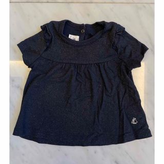 プチバトー(PETIT BATEAU)のプチバトー　ラメカットソー　ネイビー　12ｍ74ｃｍ(シャツ/カットソー)