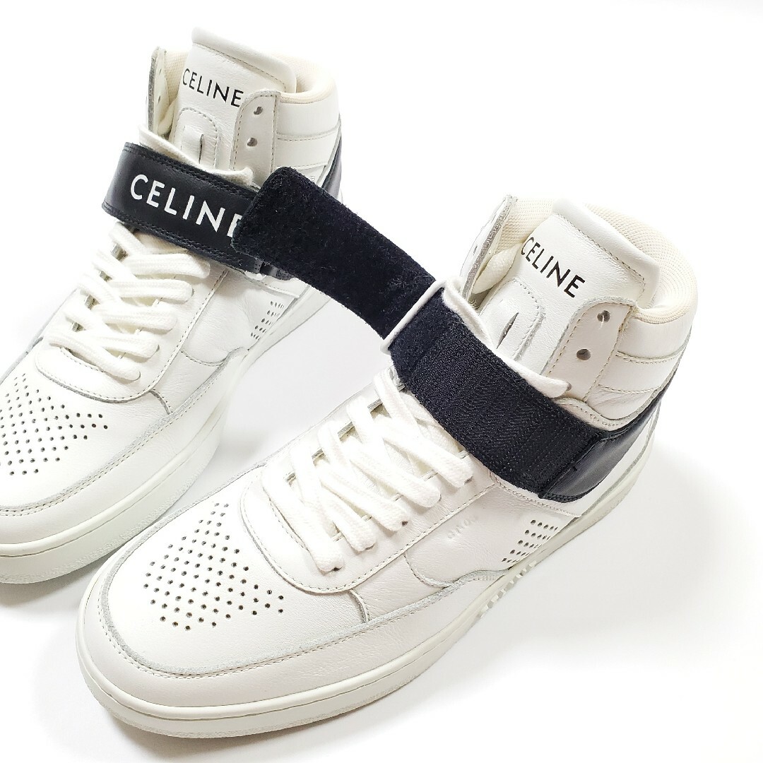 celine(セリーヌ)の新品 CELINE セリーヌ ハイカットスニーカー ホワイト ブラック 37 レディースの靴/シューズ(スニーカー)の商品写真