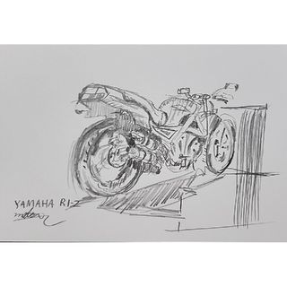 YAMAHA R1-Z。バイク。ドローイング。鉛筆画。スケッチ。絵画。ハガキ。(絵画/タペストリー)