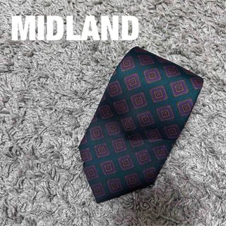 ミッドランド(MIDLAND)のメンズ　ネクタイ　小物　MIDLAND  グリーン系　絹　柄　お洒落(ネクタイ)