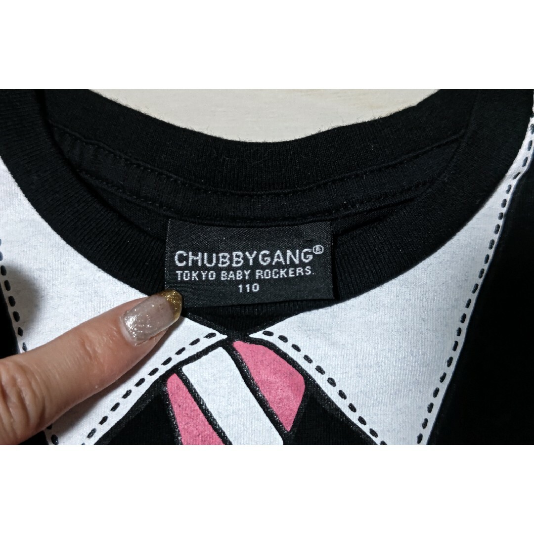 CHUBBYGANG(チャビーギャング)のCHUBBYGANG だまし絵 半袖 Tシャツ ネクタイ  男の子 110 キッズ/ベビー/マタニティのキッズ服男の子用(90cm~)(Tシャツ/カットソー)の商品写真