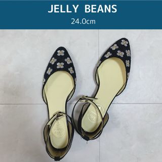 【美品】JELLY BEANS サンダル 黒 24.0cm(サンダル)