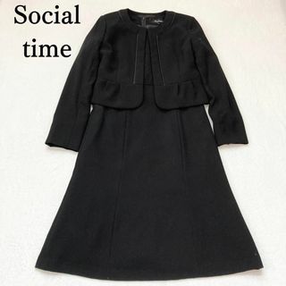 美品✨ ソーシャルタイム 喪服 礼服 ジャケットワンピースセット ブラック 9(礼服/喪服)