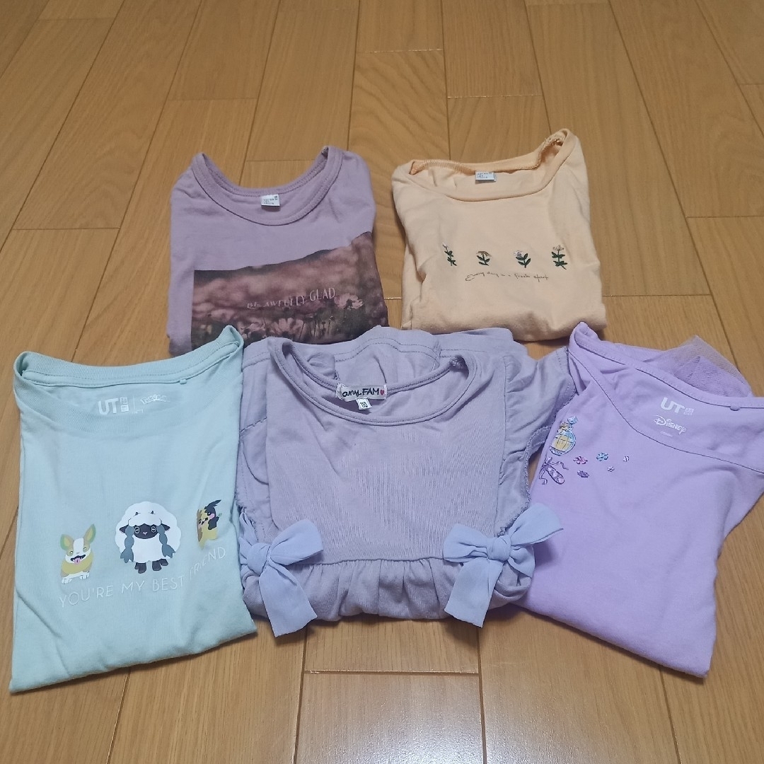 UNIQLO(ユニクロ)の半袖　110cm　五枚セット キッズ/ベビー/マタニティのキッズ服女の子用(90cm~)(Tシャツ/カットソー)の商品写真