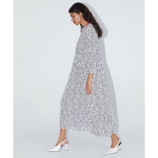 ザラ(ZARA)のZARA レオパード  水玉 ロングワンピース s(ロングワンピース/マキシワンピース)