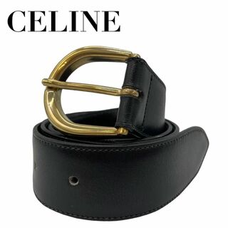 celine - CELINE セリーヌ　s80 ベルト　トリオンフ　ゴールド金具　レザー　黒
