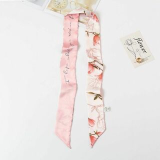 リボン スカーフ 花 ピンク プレゼント ロング バッグ 上品(バンダナ/スカーフ)