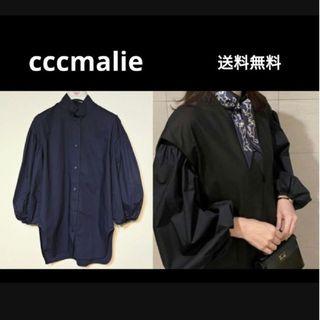 cccmalie シーマリー パフスリーブ 長袖 ブラウス シャツ ネイビー(シャツ/ブラウス(長袖/七分))