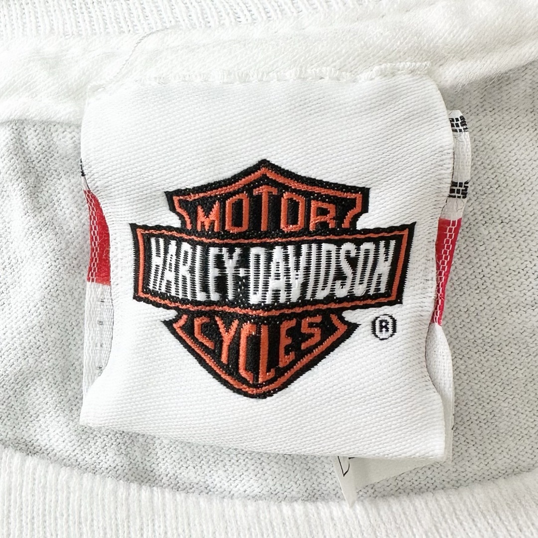 Harley Davidson(ハーレーダビッドソン)の90s★ハーレーダビッドソン★ブラバド★半袖T★全面プリント★ホワイト/白★ML メンズのトップス(Tシャツ/カットソー(半袖/袖なし))の商品写真