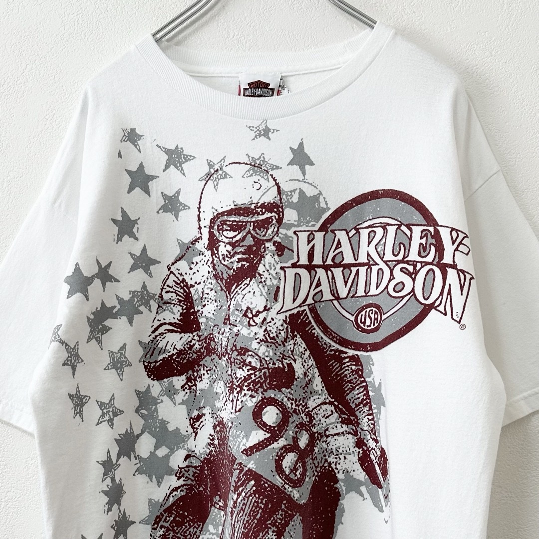 Harley Davidson(ハーレーダビッドソン)の90s★ハーレーダビッドソン★ブラバド★半袖T★全面プリント★ホワイト/白★ML メンズのトップス(Tシャツ/カットソー(半袖/袖なし))の商品写真