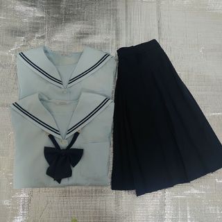 ★超希少品★ 広島 女子校 制服 夏服 水色セーラー服 スカート リボン付