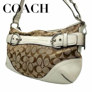 コーチ(COACH)のCOACH コーチ　s72　肩掛け　7077　ショルダーバッグ　キャンバス　白(ショルダーバッグ)