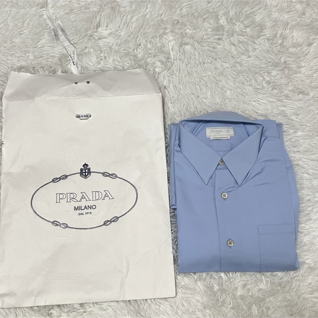 PRADA(プラダ)の【ほぼ未使用品】PRADA プラダ ボタン シャツ ブルー系 サイズL メンズのトップス(その他)の商品写真