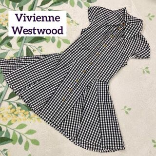 ヴィヴィアンウエストウッド(Vivienne Westwood)のVivienneWestwood ギンガムチェック ワンピース 40 L オーブ(ひざ丈ワンピース)