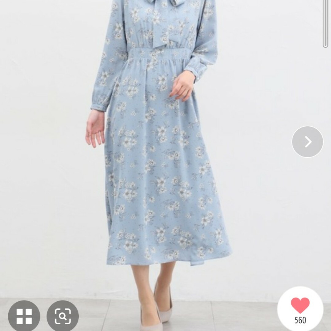 HONEYS(ハニーズ)の【美品】ハニーズ ボウタイ花柄ワンピース ブルー春服 レディースのワンピース(ロングワンピース/マキシワンピース)の商品写真