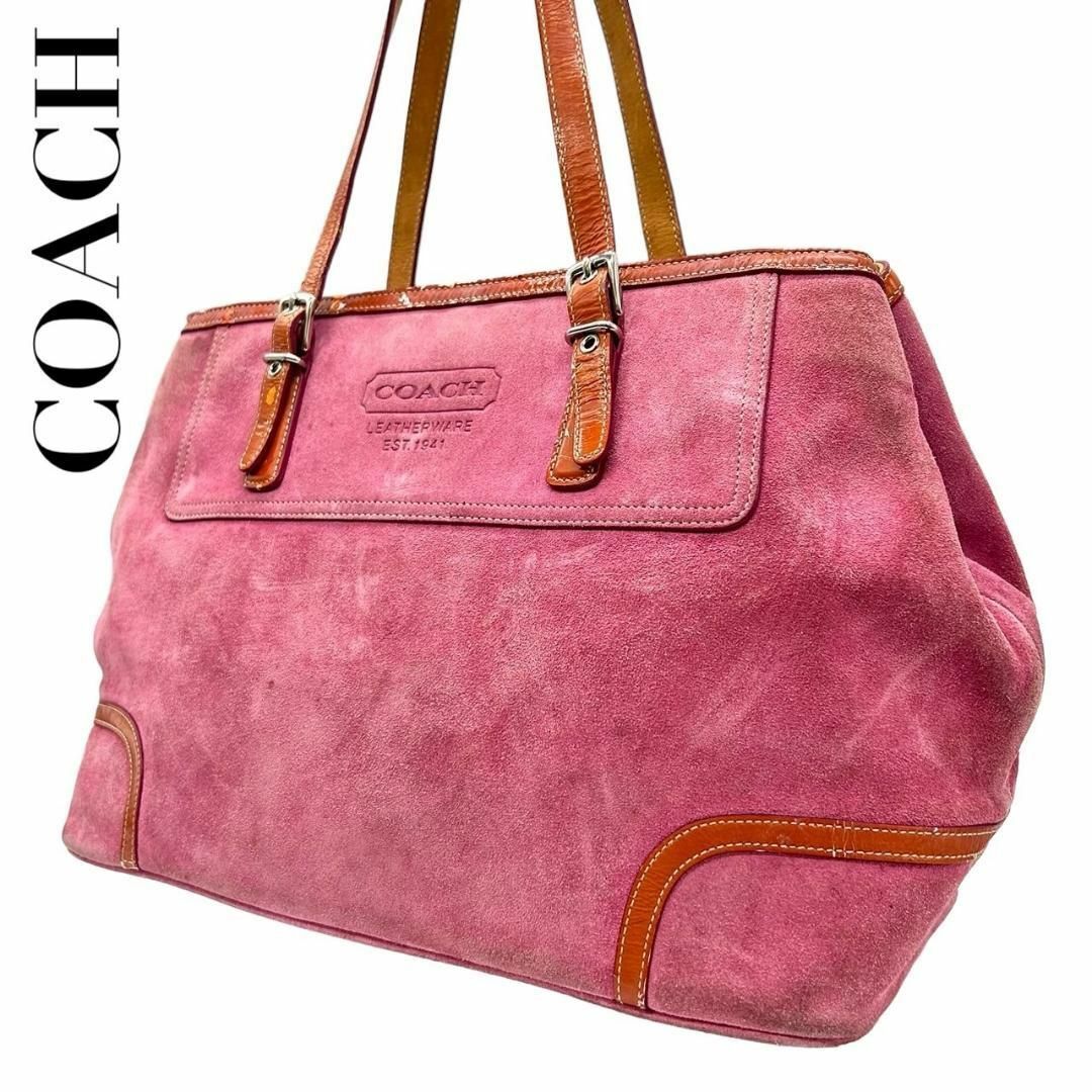 COACH(コーチ)のCOACH コーチ　s69　肩掛け　9608　スエード　トートバッグ　ピンク レディースのバッグ(トートバッグ)の商品写真