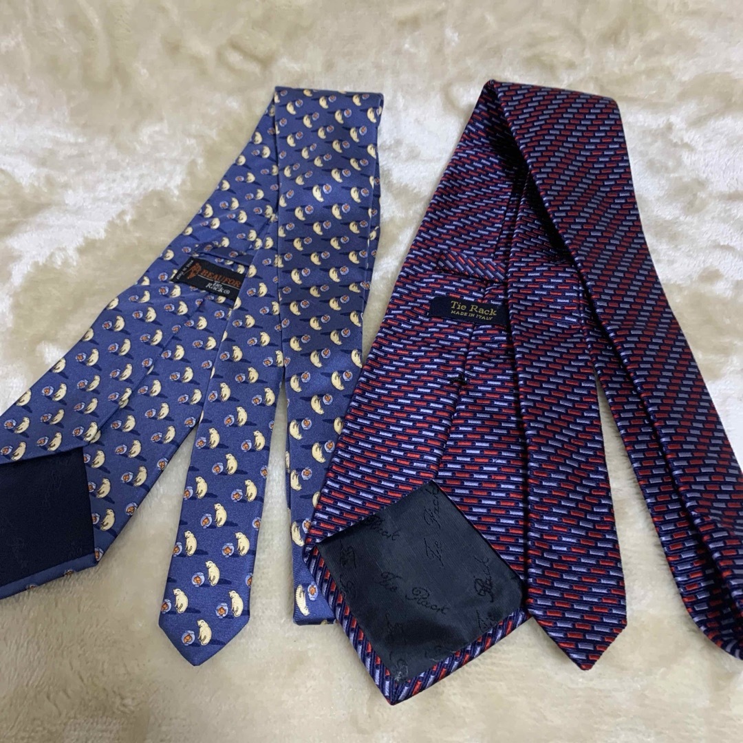 Tie Rack ネクタイ 2本 イタリア製 シルク100% 白くま総柄 メンズのファッション小物(ネクタイ)の商品写真