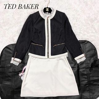 テッドベイカー(TED BAKER)の美品 TED BAKER セットアップ ツイード フリル ジャケット ワンピース(スーツ)