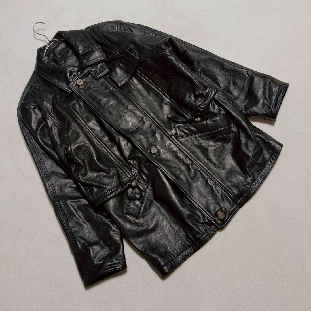 【B・R・A・S】ブラ（48）レザーコート 本革デザイン レザーロングコート メンズのジャケット/アウター(レザージャケット)の商品写真