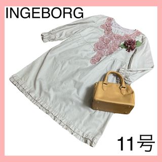 インゲボルグ(INGEBORG)の定価29,400円！インゲボルグ11号フラワーレースチュニックワンピース2012(ひざ丈ワンピース)