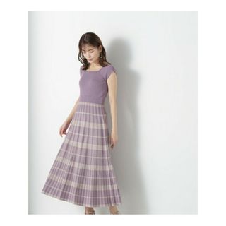 NATURAL BEAUTY BASIC - チェックニットワンピース