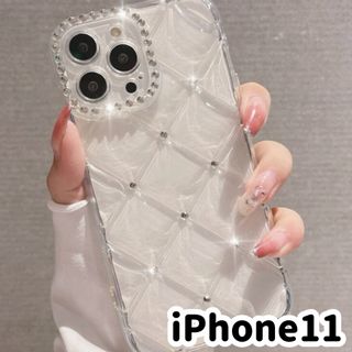 アップル(Apple)の即購入◎☆iPhone11 クリアケース ビジュー キルティング　ラインストーン(iPhoneケース)