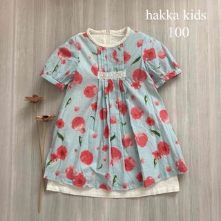 hakka kids - 【美品】ハッカキッズ　ピーチフラワーデザインワンピース