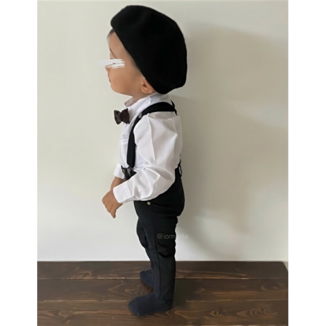 子供服 110 ノーカラーシャツ パンツ サスペンダーセット フォーマル スーツ キッズ/ベビー/マタニティのキッズ服男の子用(90cm~)(ドレス/フォーマル)の商品写真