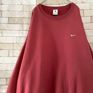 ナイキ(NIKE)のNIKE ナイキ スウェット ワンポイント刺繍ロゴ 裏起毛 ボルドー 3XL(スウェット)