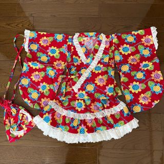 ハンドメイド☆浴衣ドレス☆ひまわり柄☆100サイズ(甚平/浴衣)